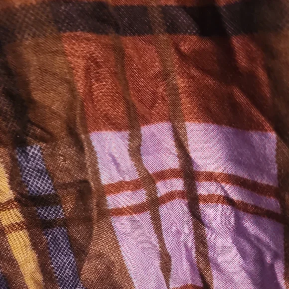 Vera Bradley Plaid Scarf in Brown and Purple - Picture 5 of 6